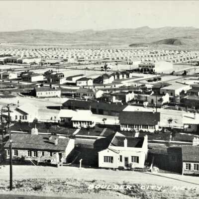 Boulder City panorama view southeast from Water Tank Hill], 1934