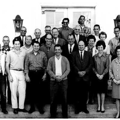 0001:0044: Boulder Dam Hotel- Bureau of Reclamation personnel posed in the East Terrace of Boulder Dam Hotel 1967