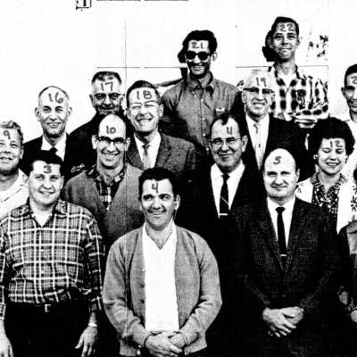 Boulder Dam Hotel- Bureau of Reclamation personnel posed in East Terrace, 1967