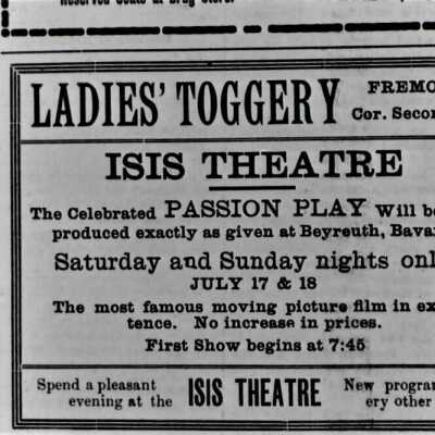 Isis Theatre, Las Vegas, NV. Advertisement July. 17, 1909