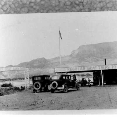 Hoover Dam tourists: Boulder Boat Landing, 1932