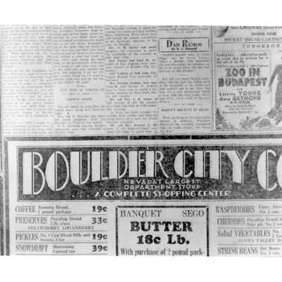 Boulder City Journal Advertisement 1933