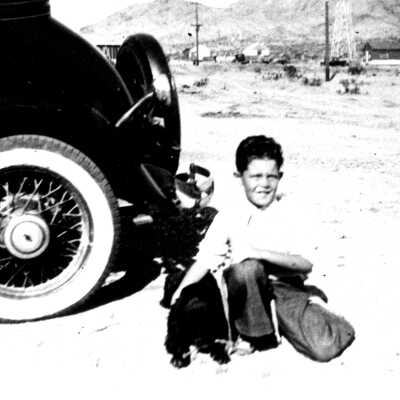 McKeeversville, NV. 1931-1932 Edgar Blair with dog, Wags