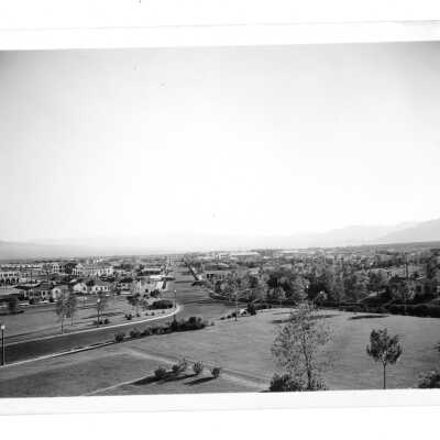 Boulder City panorama view southwest down Nevada Hwy 1935-1936