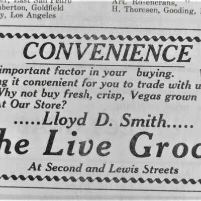 Las Vegas Business Advertisement The Live Grocer Las Vegas Age June. 28, 1913