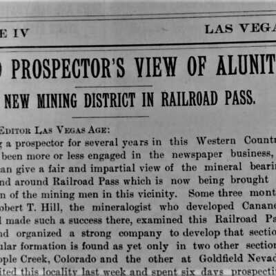 Alunite, NV. Las Vegas Age Oct. 24, 1908