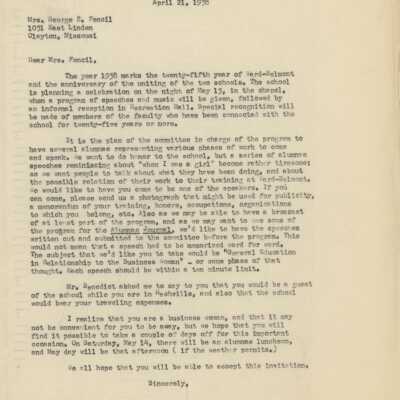 Mary Foulds Fencil Letters, 1938