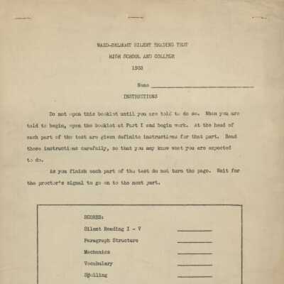 W-B Reading Test, 1938