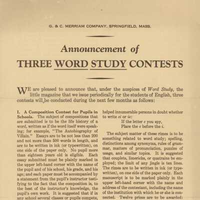 Word Study Contests Announcement