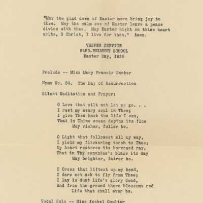 Vesper Service Program, 1934