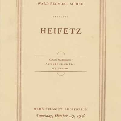 W-B Heifetz Concert Program, 1936