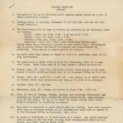 Ward-Belmont Rushing Rules 1950-51