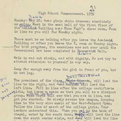Commencement Instructions, 1939