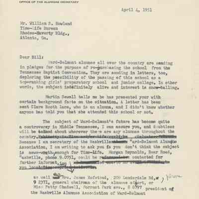 Letter to Time-Life, April 1951