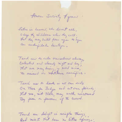 Honour Society Hymn - See next image