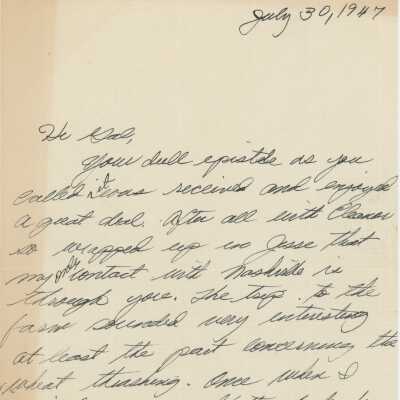 Letter, 1947