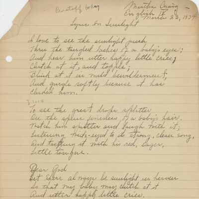 Martha Craig Poetry, 1934