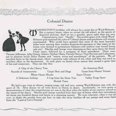 Program from 1920 Colonial Dinner