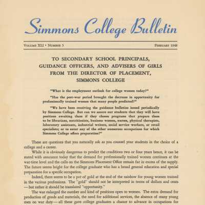 Simmons College Bulletin, 1948