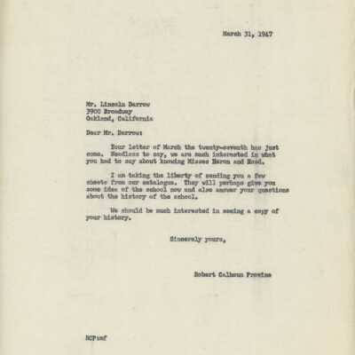 Belmont Founders Letter, 1947