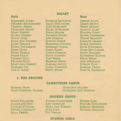 Page 2: The Dances continued - Ballet, Tambourine, Modern, Spanish, Rumba, Summer Breeze