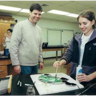 Upper School math teacher Tad Wert and students during a Winterim class (2000?)