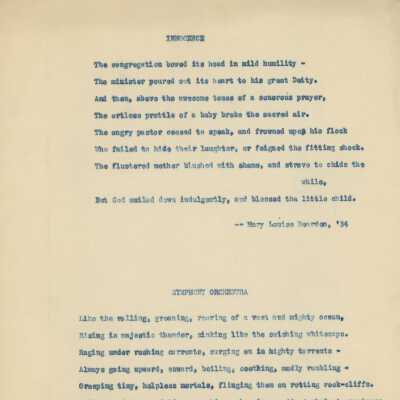Mary Louise Bearden Poetry, 1934