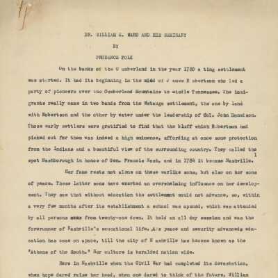 Dr. William E. Ward and His Seminary