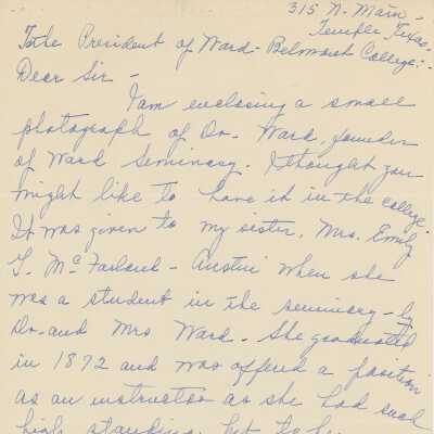 Mary McFarland Peyton Letter, 1942