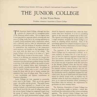 The Junior College by John Wynne Barton