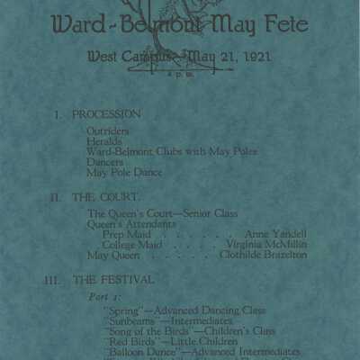 Ward-Belmont 1921 May Fete Program