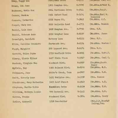 Senior Day Student Address List, 1950-51
