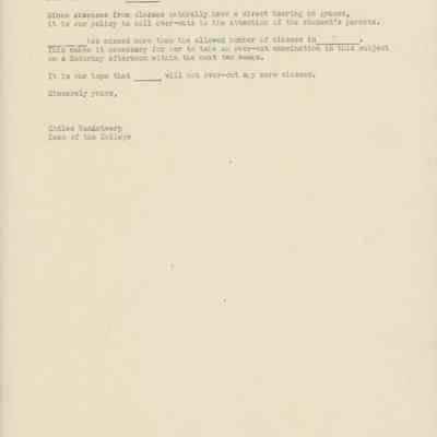 Letter Outline Addressing Absences, unknown year