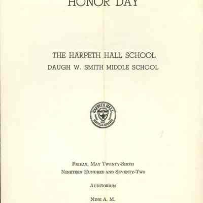 1972 Honor Day program booklet