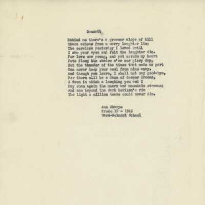 Ann Sharpe Poetry, 1945
