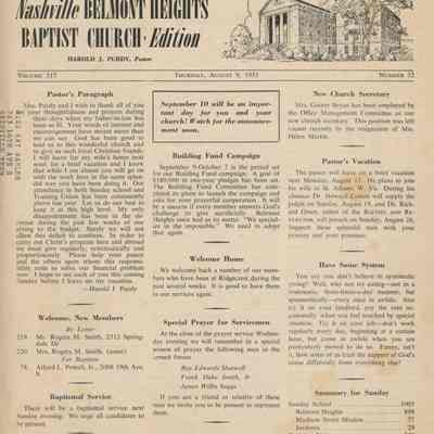"Baptist and Reflector" - Volume 117 Number 32, 1951