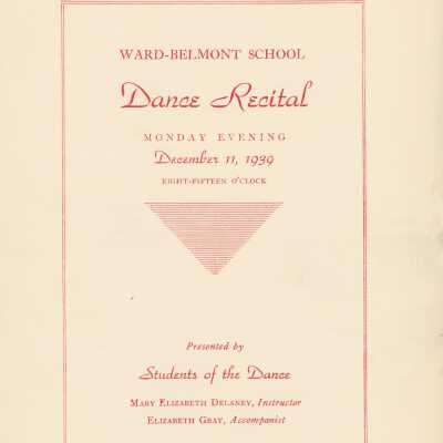 Ward-Belmont 1939 Dance Recital Program
