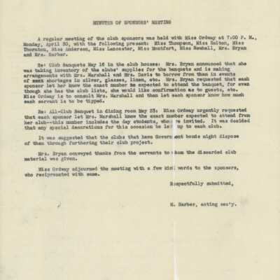 Sponsors' Meeting Minutes