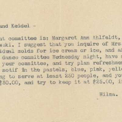 Refreshment Committee Note