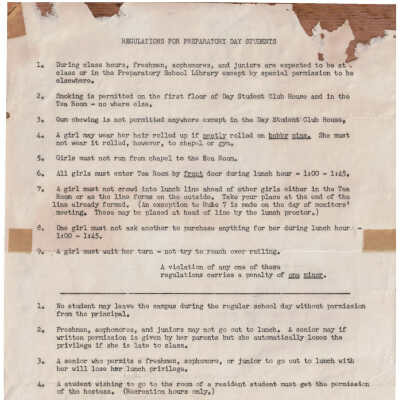 Regulations for Preparatory Day Students