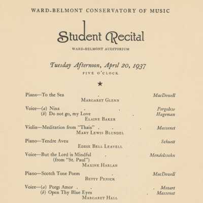 W-B Student Recital Program, 1937