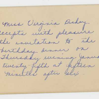 Virginia Richey RSVP, 1934