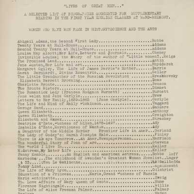 Lives of Great Men: A Selected List of Biographies