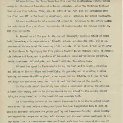 Belmont College Newsletters, 1911-1912