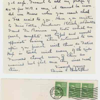 Letter to Mary Elizabeth from Mrs. Claude Christopher