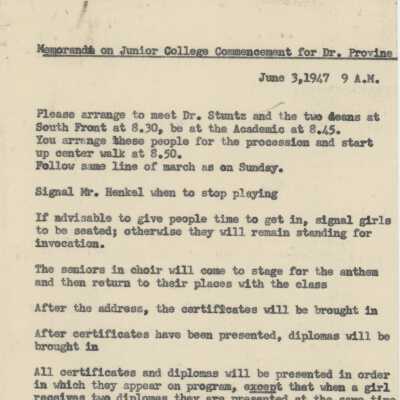 Commencement Memo, 1947
