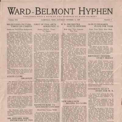 Ward-Belmont Hyphen October 12, 1929
