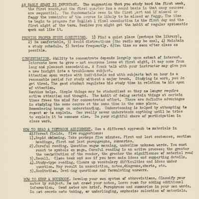 Suggestions for Improving Study, 1950