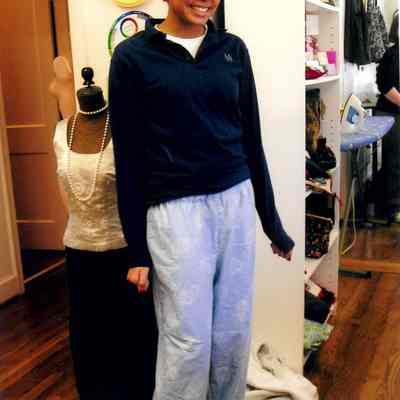 Student models pajama pants