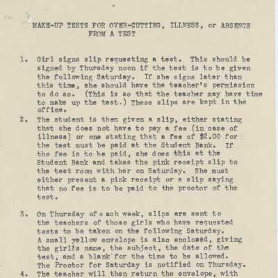 Ward-Belmont Make-up Test Policy